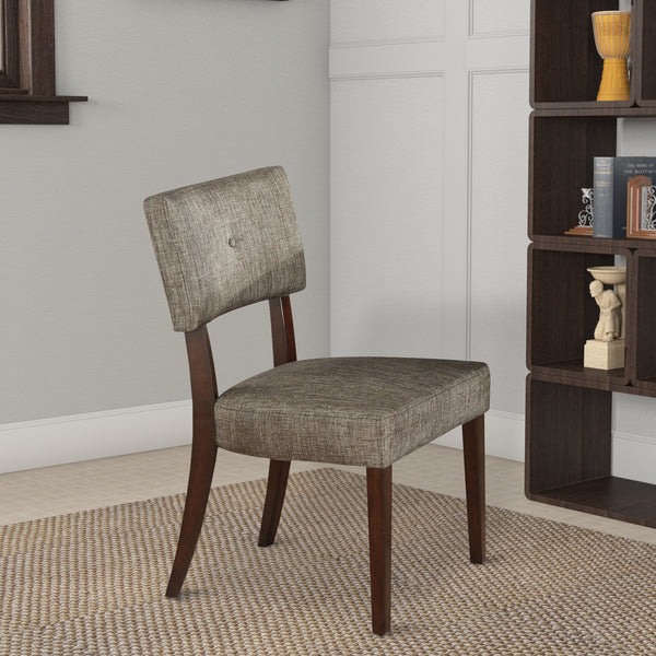 Wooden Side Chair , Grey Fabric, Set Of 2  - BM177596