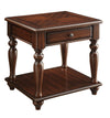 Wooden End Table with 1 Drawer and 1 Bottom Shelf, Walnut Brown - BM177663