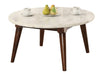 Wood Base Coffee Table with Marble Top, Walnut Brown  - BM177672