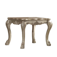 Wooden End Table with Claw Feet and Carved Intricate Motifs,Gold and Silver - BM177682