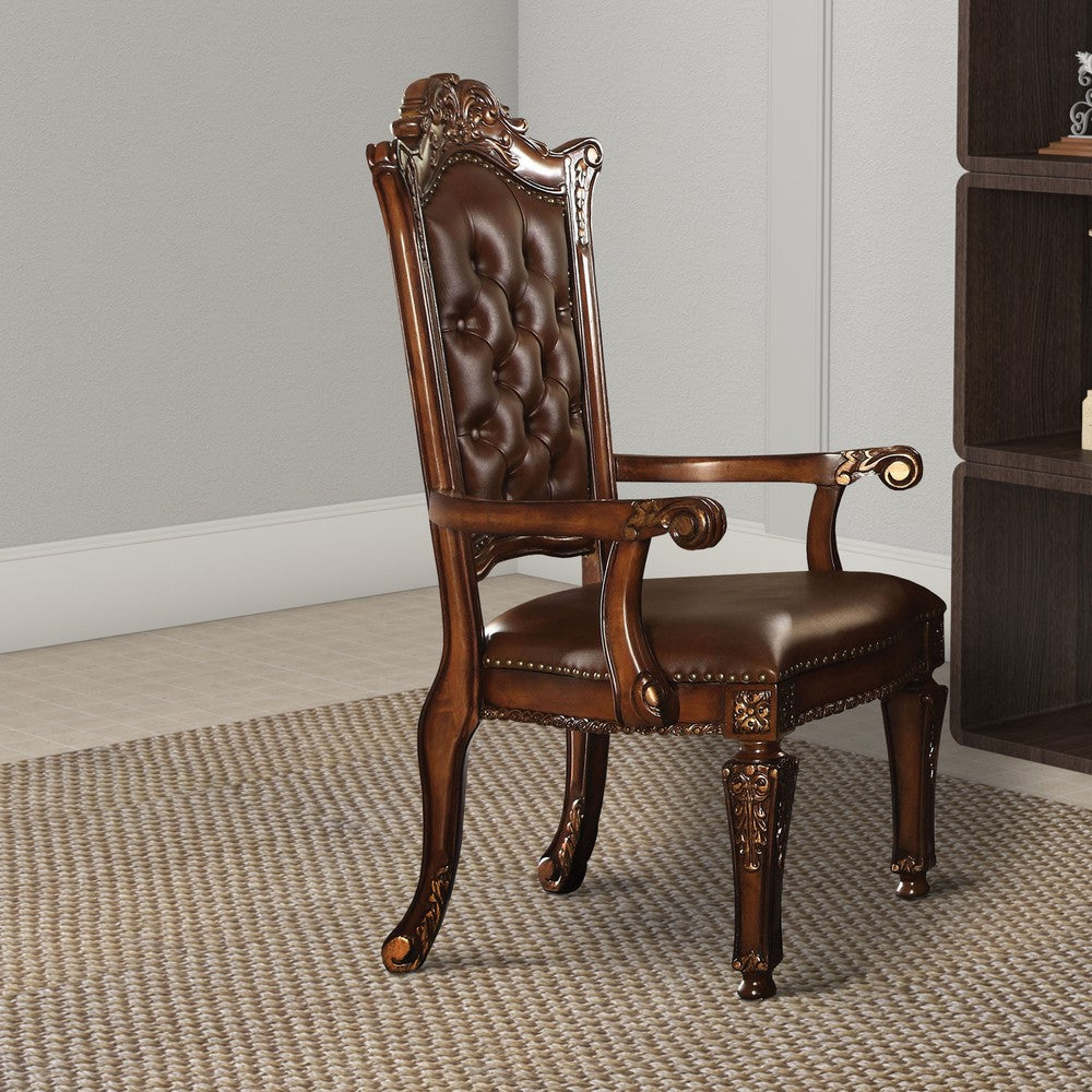 Leather Upholstered Arm Chair in Cherry Brown  - BM177715
