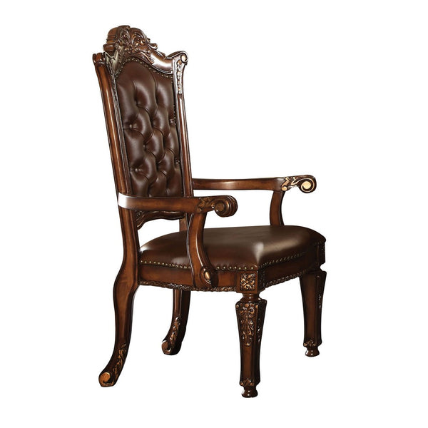 Leather Upholstered Arm Chair in Cherry Brown  - BM177715