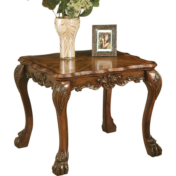 Wooden End Table In Traditional Style , Cherry Oak Brown  - BM177816
