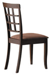 Wood & Fabric Side Chairs With Open Grid Pattern Back, Espresso Brown, Set Of 2  - BM177826