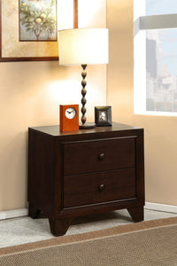 Wooden Night Stand with Two Drawer , Espresso Brown  - BM177842