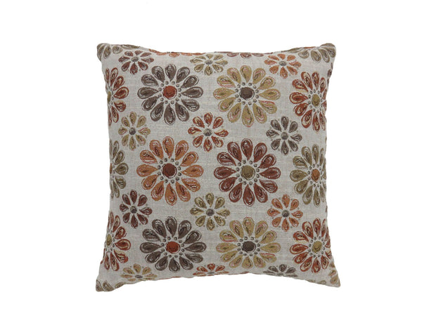Contemporary Style Floral Designed Set of 2 Throw Pillows, Orange  - BM177962