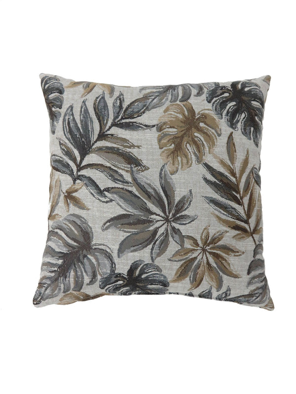 Contemporary Style Leaf Designed Set of 2 Throw Pillows, Gray  - BM177970