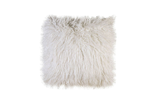 Contemporary Style Shaggy Set of 2 Throw Pillows, White BM178028