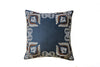 Contemporary Style Set of 2 Throw Pillows With Foliage and Feather Designs, Navy Blue