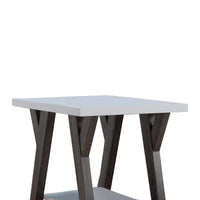 Two Tone Wooden End Table, White & Distressed Gray - BM179633