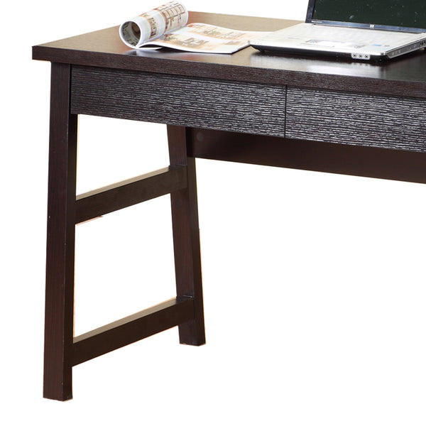 Wooden Desk With Two Drawers, Red Cocoa Brown
