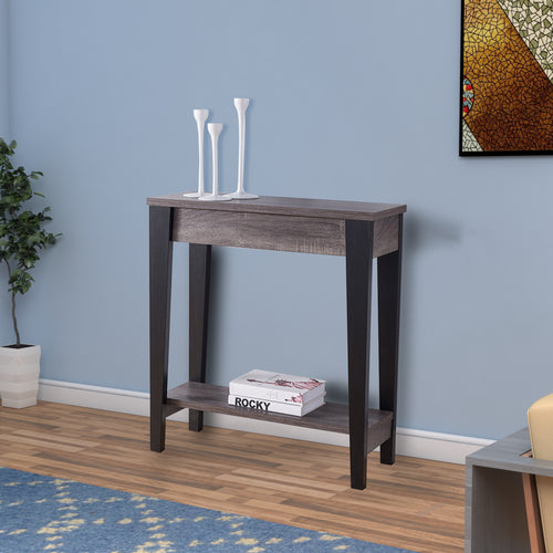 Wooden Console Table With Bottom Shelf, Black And Gray - BM179698