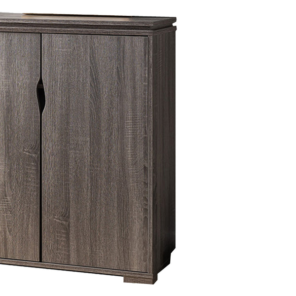 Wooden Shoe Cabinet With Spacious Storage, Distressed Gray - BM179731