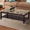 Wooden Coffee Table With Faux Marble Top, Red Cocoa Brown - BM179749