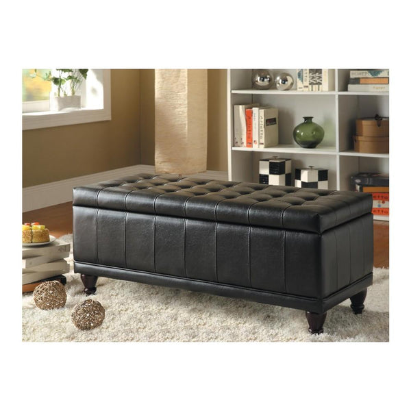 Bi Cast Vinyl Lift Up Storage Bench With a Tufted Seat, Dark Brown - BM179794