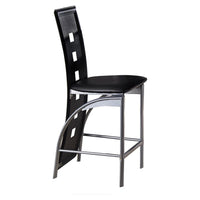 Metal & Bi-Cast Vinyl Counter Height Chair With Cut-Out Back, Set of 2, Black