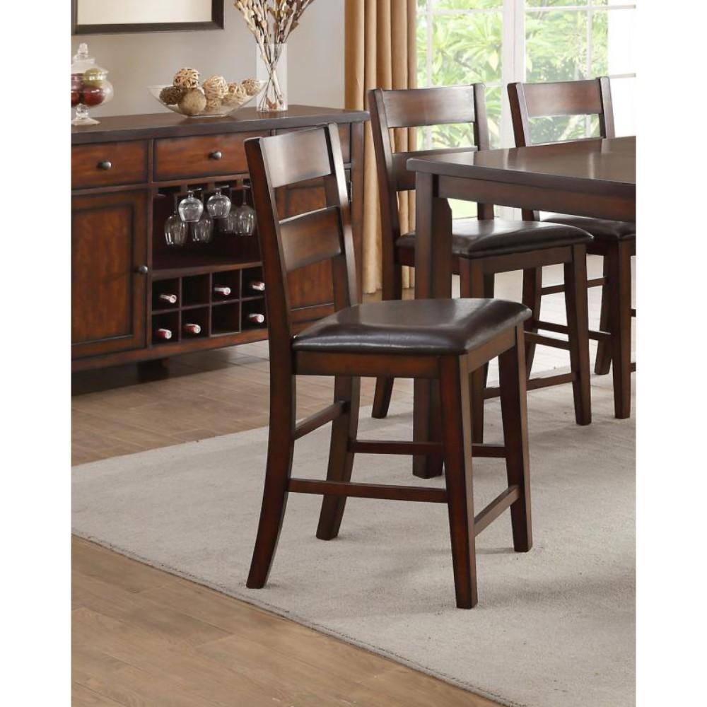 Mango Veneer Counter Height Chairs With Splat Backs, Set of 2, Cherry