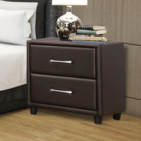 2 Drawer Night Stand In Wood And PVC, Black - BM179894