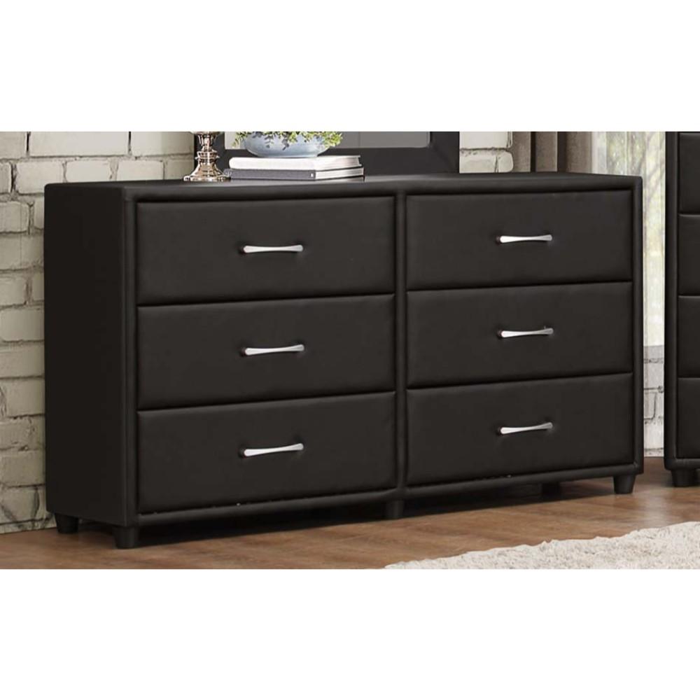 Benzara 6 Drawer Dresser In Wood And PVC, Black - BM179895 | Benzara.com Benzara 6 Drawer Dresser In Wood And PVC, Black - BM179895 | Benzara.com