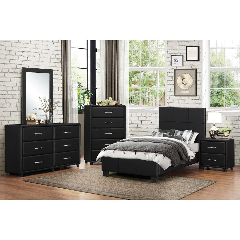 6 Drawer Dresser In Wood And PVC, Black - BM179895