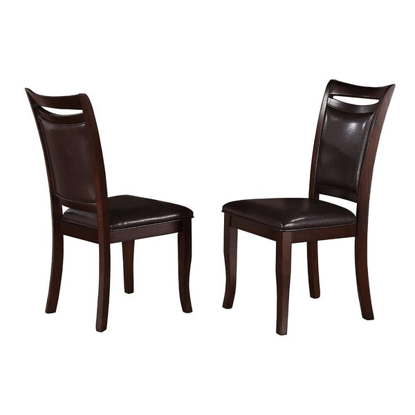 Leatherette Upholstered Wooden Side Chair, Dark Brown (Set of 2)