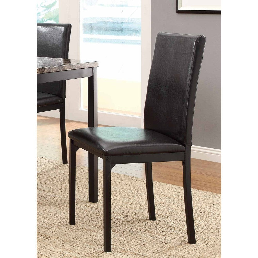 Leatherette Upholstered Counter Height Metal Frame Side Chair, Dark Brown (Set of 4) - BM179947