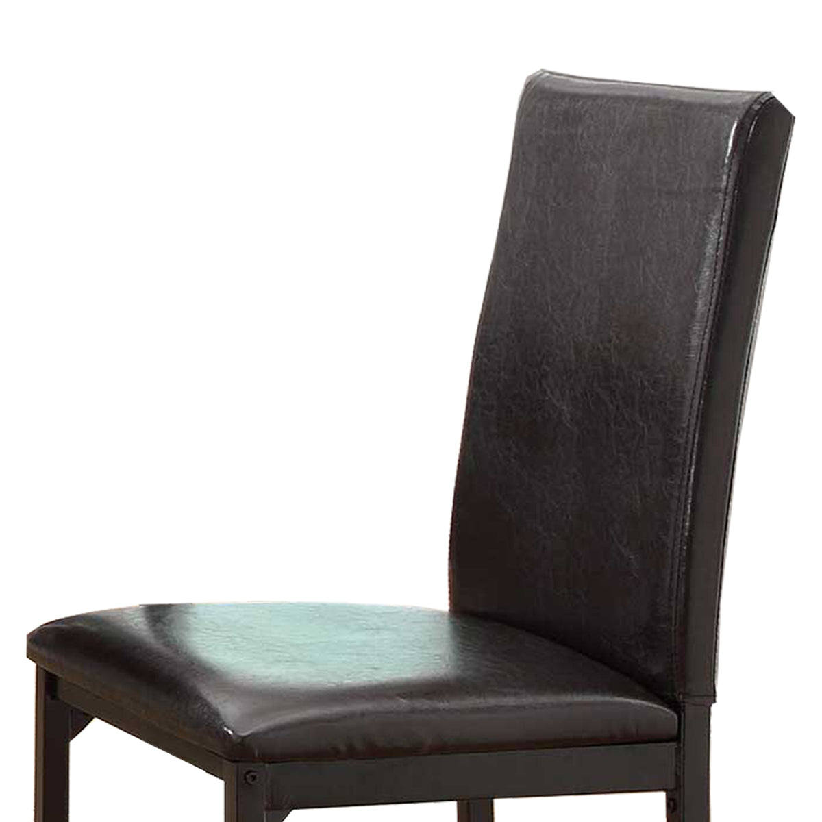 Leatherette Upholstered Counter Height Metal Frame Side Chair, Dark Brown (Set of 4)