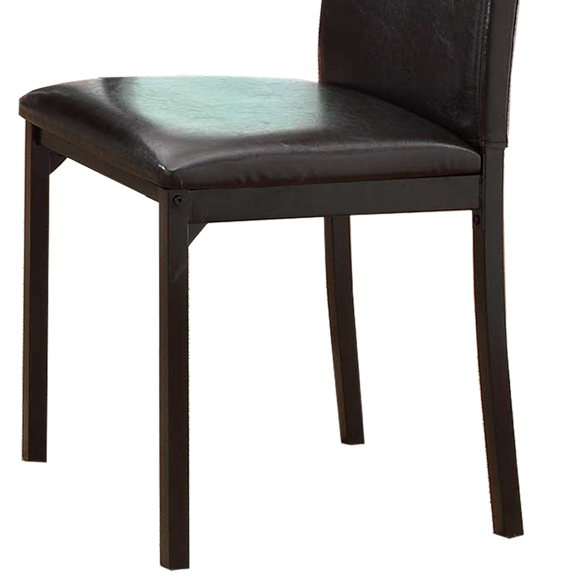 Leatherette Upholstered Counter Height Metal Frame Side Chair, Dark Brown (Set of 4)