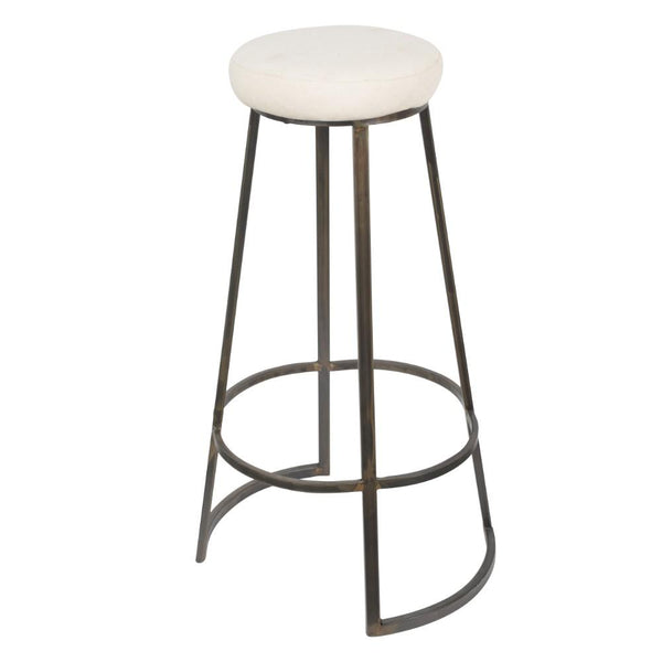 Metal Framed Backless Counter Stool With Polyester Seat, Black & White