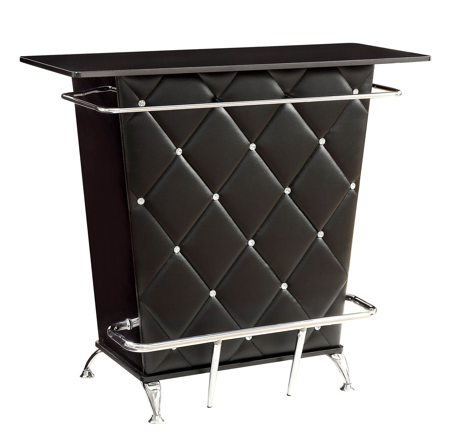 benzara Contemporary Style Leatherette Padded Bar Table With Button Tufting Black