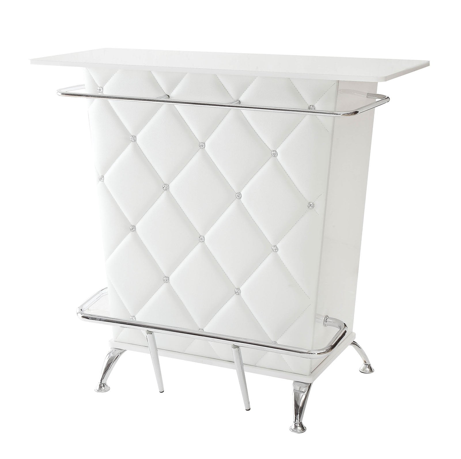 benzara Contemporary Style Leatherette Padded Bar Table With Button Tufting White