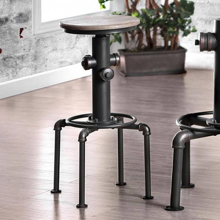 Metal Frame Bar Stool With Wooden Seat In Black And Natural Brown, Set Of 2 - BM181284