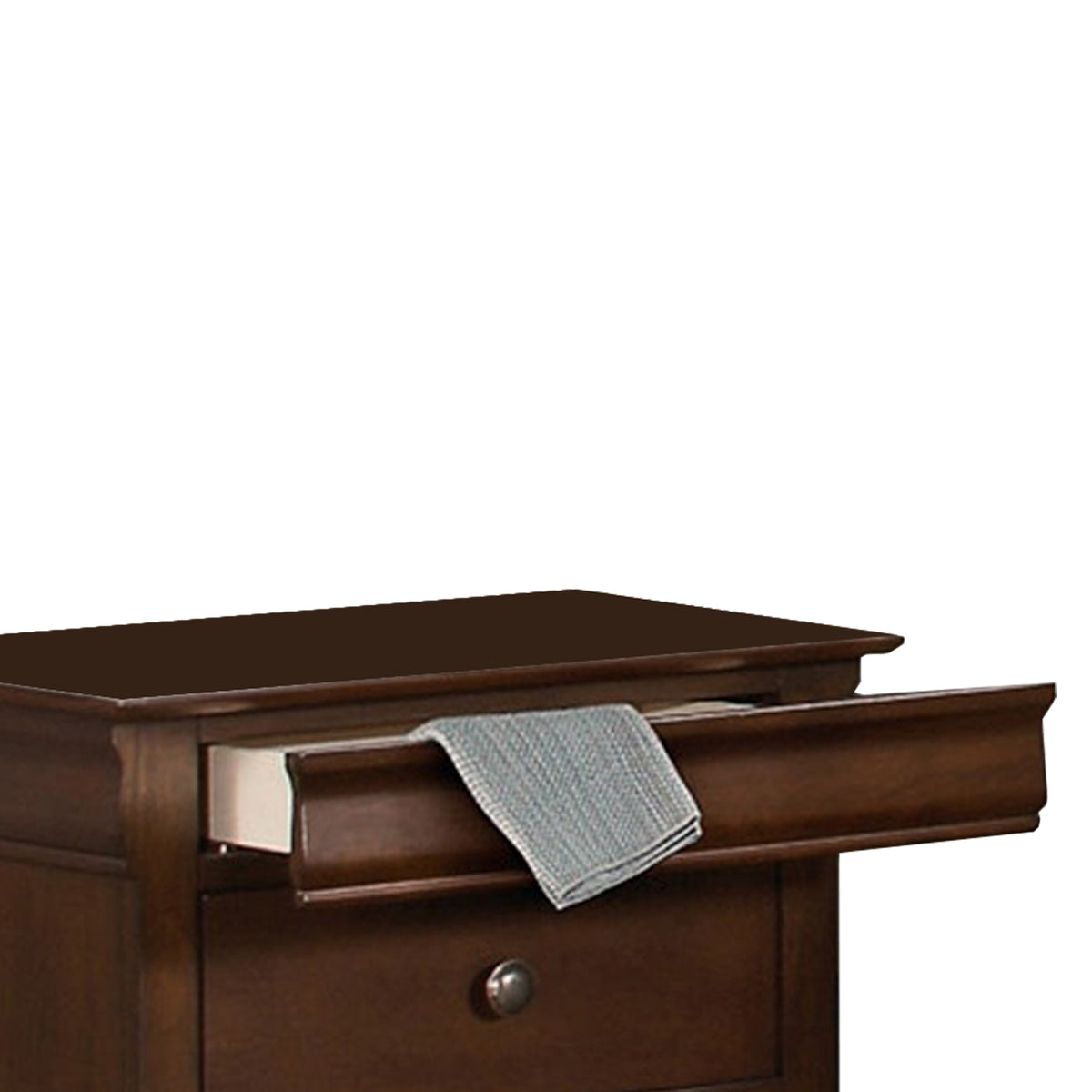 Wooden Night Stand With Hidden Drawer, Cherry Brown - BM181832