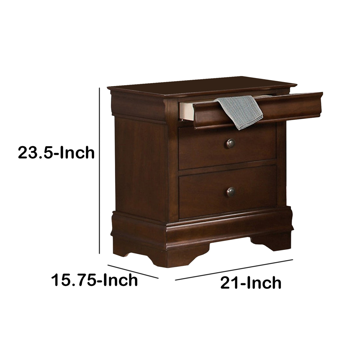 Wooden Night Stand With Hidden Drawer, Cherry Brown - BM181832