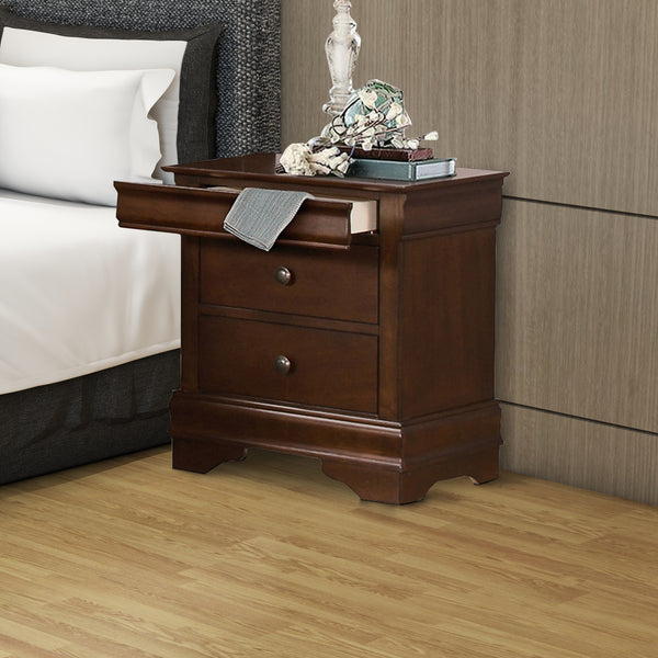 Wooden Night Stand With Hidden Drawer, Cherry Brown - BM181832