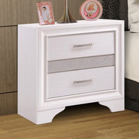 BM182734 Wooden Nightstand with Hidden Jewelry Tray, White