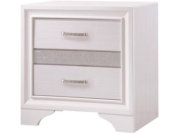 BM182734 Wooden Nightstand with Hidden Jewelry Tray, White