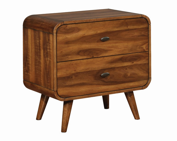 Wooden Nightstand with 2 Drawers, Dark Walnut Brown - BM182737