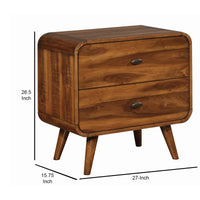 Wooden Nightstand with 2 Drawers, Dark Walnut Brown - BM182737