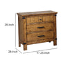 BM182746 Wooden Nightstand with 3 Drawers, Warm Honey Brown