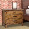 BM182746 Wooden Nightstand with 3 Drawers, Warm Honey Brown