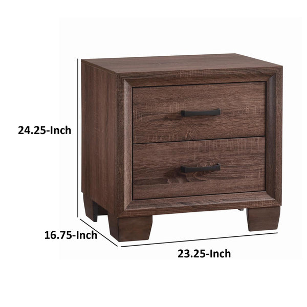 BM182749 Wooden 2 Drawer Nightstand, Medium Warm Brown