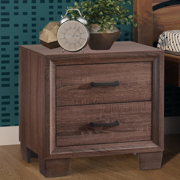 BM182749 Wooden 2 Drawer Nightstand, Medium Warm Brown