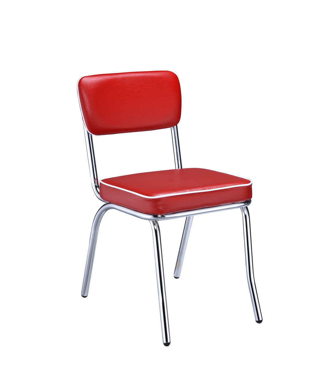 Leather Upholstered Metallic Retro Dining Side Chair, Red, Set of 2 - BM182770