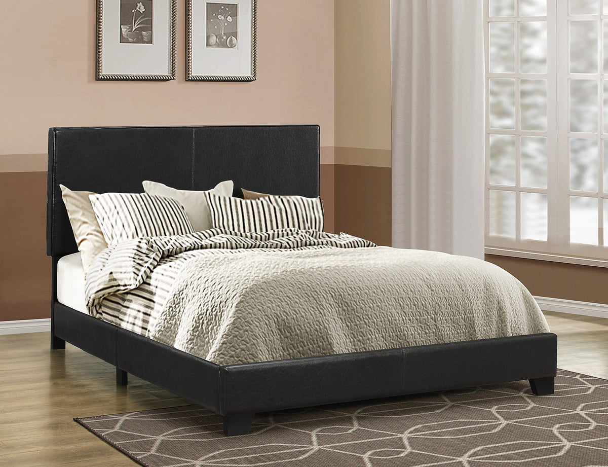 Leather Upholstered Queen Size Platform Bed, Black - BM182789