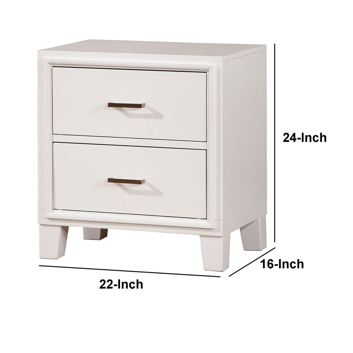 Transitional Solid Wood Night Stand With Drawers, White - BM182921