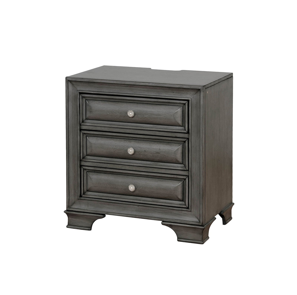 Transitional Wood Night Stand With Night Light, Gray - BM182947