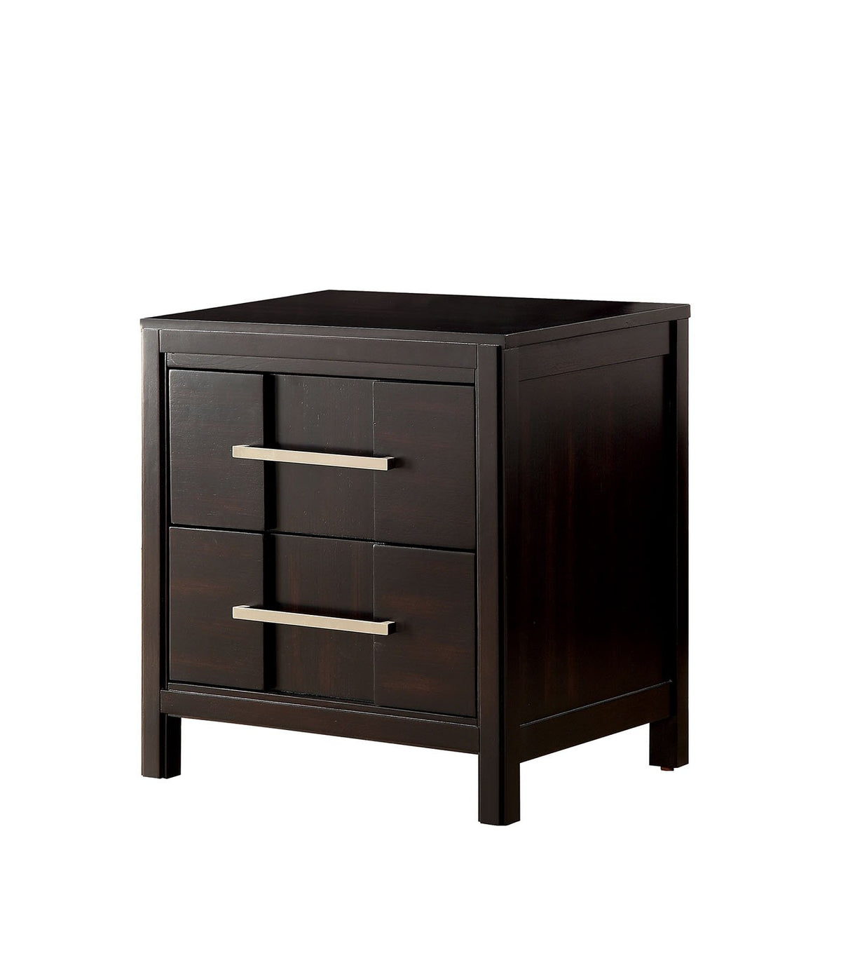Transitional Solid Wood Night Stand With Two Drawers, Espresso Brown