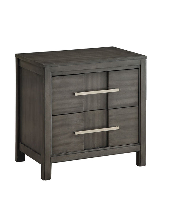 Transitional Solid Wood Night Stand With Two Drawers, Gray - BM182990