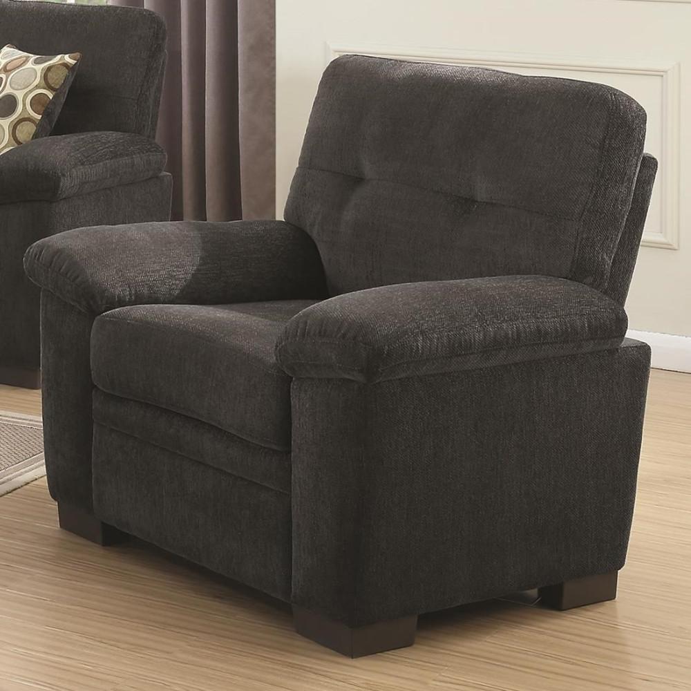 Transitional Micro Velvet Fabric/Wood Chair With Cushioned Armrest, Dark Gray